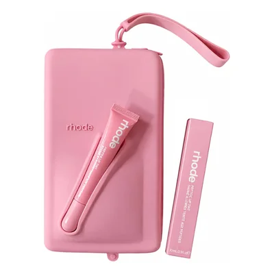 Bolsa Almacenamiento Rhode Peptide Lip Tint + 1 Gloss Labial Hailey Bieber Rosa Portátil Maquillaje Viaje 10ml