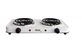 Disa Parrilla Eléctrica PARREL-2TB, 2 Quemadores, Antiadherente, 2000W, Blanco