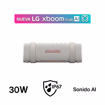LG xboom Grab by Will.i.am | Bocina Bluetooth portátil | 20hrs de batería | IP67 | color gris xboom Grab