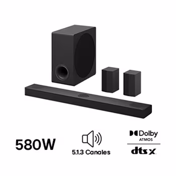 Soundbar de cine en casa LG de 5.1.3 canales con Dolby Atmos y altavoces traseros S80TR S80TR