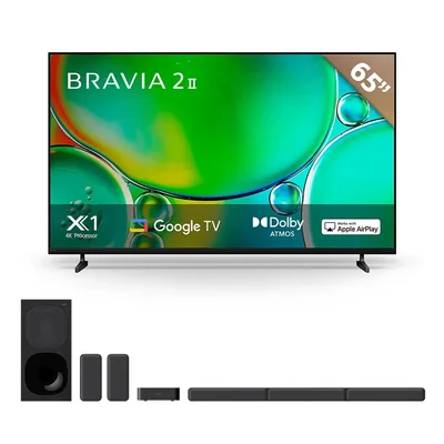 Combo : Televisor BRAVIA 2 II | Procesador 4K X1™ | 4K Ultra HD + Sistema de Teatro en Casa de 5.1 canales con bocinas traseras inalámbricas