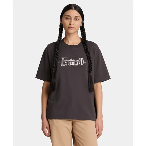 Playera de manga corta con estampado para mujer, Negro