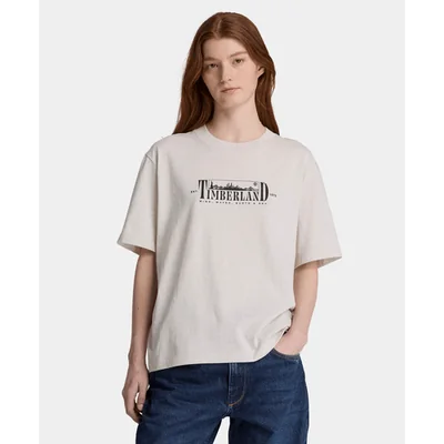 Playera de manga corta con estampado para mujer, Beige