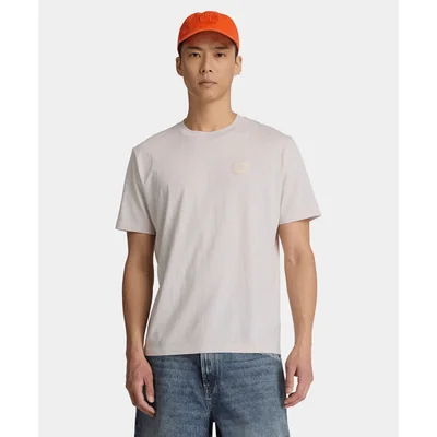 Playera de manga corta con logo de silicona para hombre, Beige