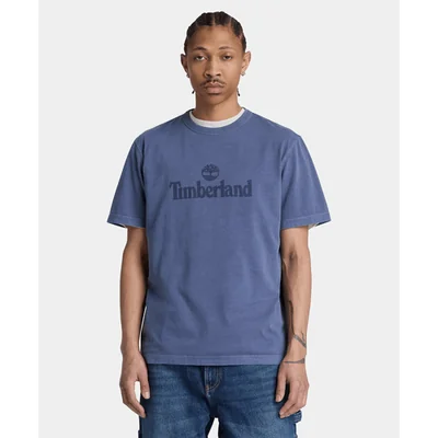 Playera de manga corta deslavada South Cabot para hombre, Azul