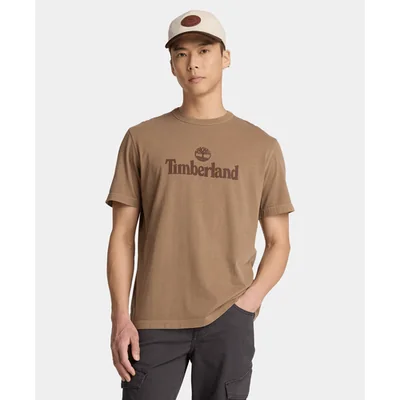 Playera de manga corta deslavada South Cabot para hombre, Café
