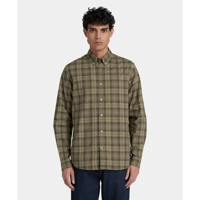 Camisa de popelín a cuadros de corte regular para hombre, Multicolor