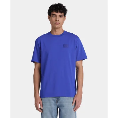 Playera de manga corta con logo de silicona para hombre, Azul