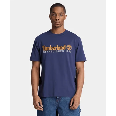 Playera de manga corta bordada para hombre, Azul