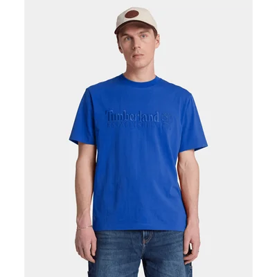 Playera de manga corta bordada para hombre, Azul