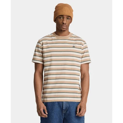 Playera de manga corta a rayas para hombre, Beige
