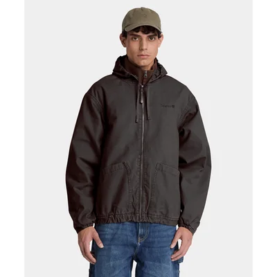 Bomber de algodón con gorro para hombre, Negro