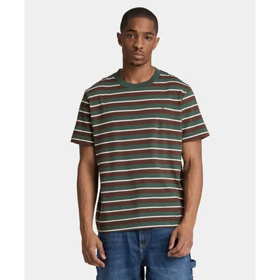 Playera de manga corta a rayas para hombre, Verde