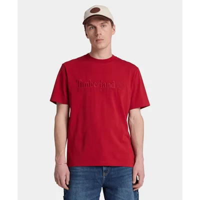 Playera de manga corta bordada para hombre, Rojo
