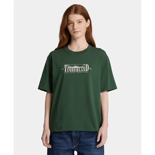 Playera de manga corta con estampado para mujer, Verde