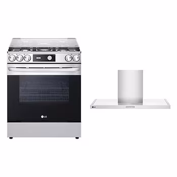 Estufa LG 5.8 pies cúbicos con Easy Clean™ + Campana Extractora LG 90cm con Filtro de 4 Capas y Carbón LRGL5841SOB.HCEZS2