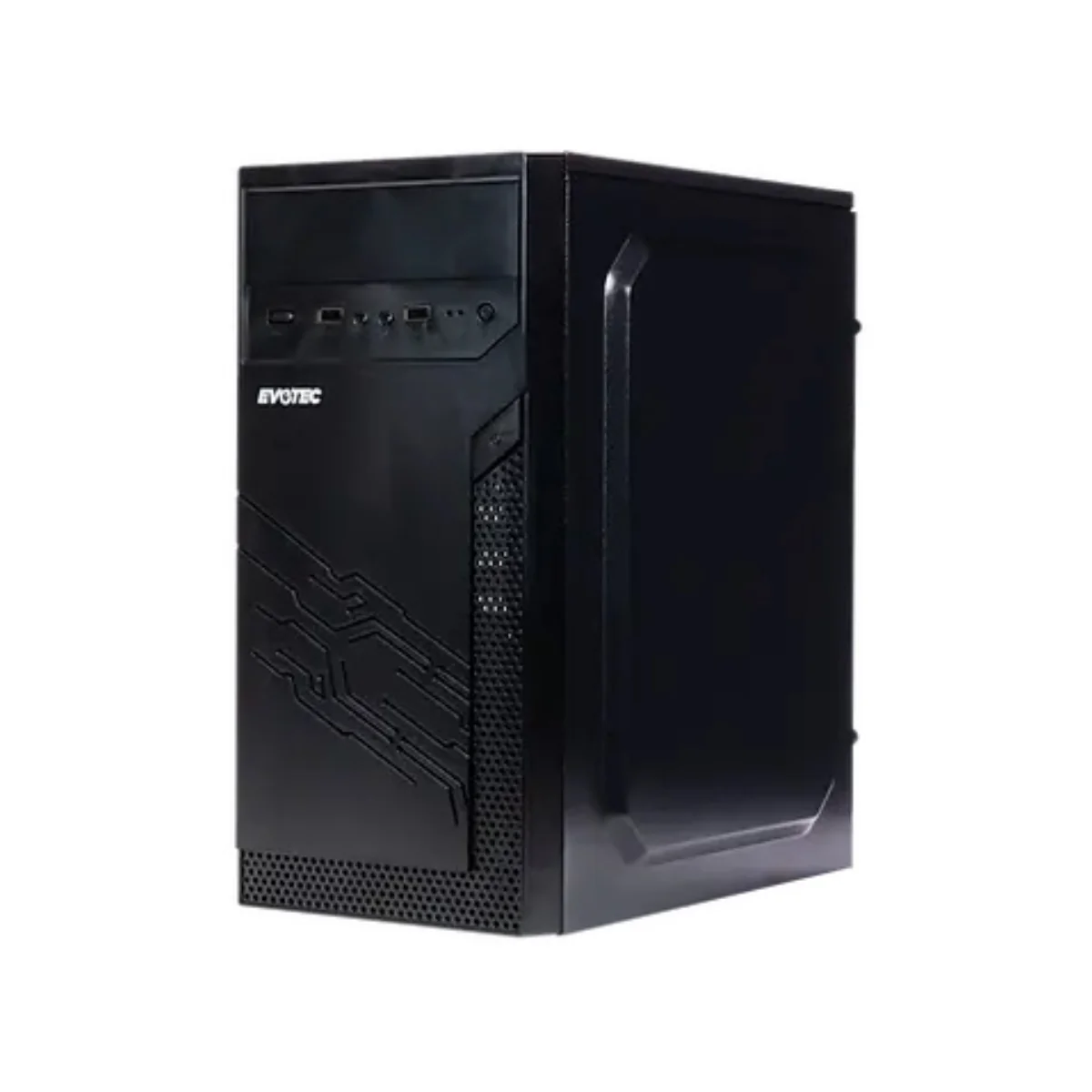 Gabinete Evotec EV1024 MiniATX 3 Ventiladores USB 3.0 Fuente 500W Negro