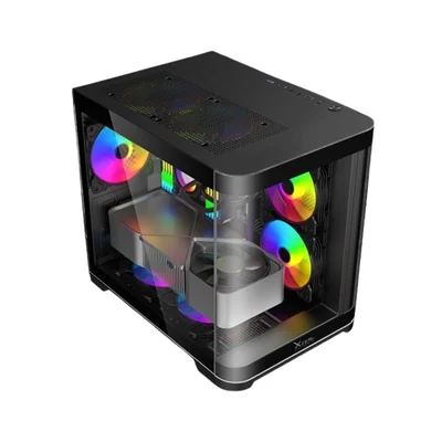 Gabinete Xzeal XZGAMC3B MicroATX MiniITX Cristal Curvo 3 Ventiladores RGB Negro
