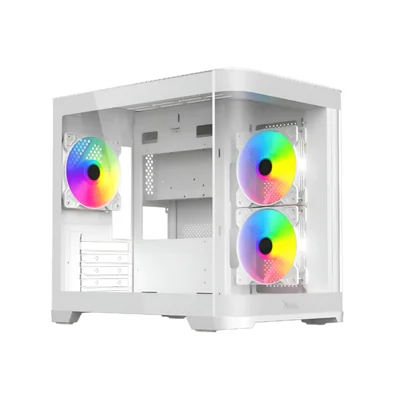 Gabinete Xzeal XZGAMC3W MicroATX MiniITX Cristal Curvo 3 Ventiladores RGB Blanco