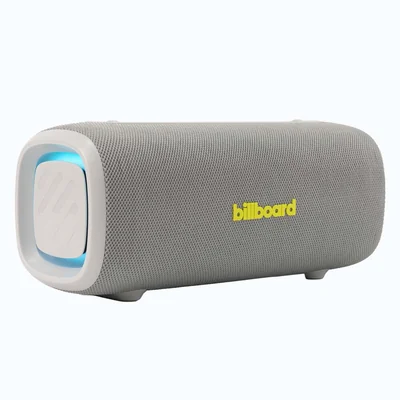 Bocina Inalámbrica Portátil Billboard Nomad 30W RMS Bluetooth 6.0 TWS IPX5 Luz LED RGB USB Micro SD color gris