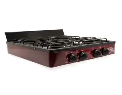 Parrilla de Gas de 4 Quemadores Color Vino con Cubierta de Acero Esmaltado Modelo 4Q-V SUPERFLAMA