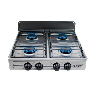 Parrilla de Gas de 4 Quemadores con Cubierta de Acero Inoxidable Modelo 4Q-TA SUPERFLAMA