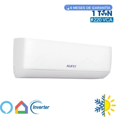Minisplit Inverter Gama premium frio y calor 220V 1 toneladas Inteligente aufit