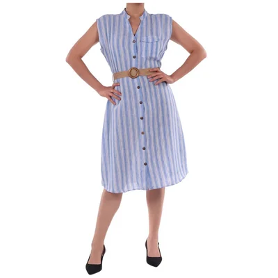 Vestido Casual Rayas Bicolor Escote V Sin Mangas Zucca Mujer