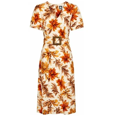 Vestido Estampado con Cinturón Anne Klein para Mujer
