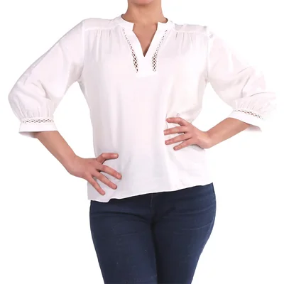 Blusa Escote V Manga 3/4 Casual Zucca para Mujer