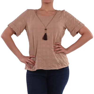 Blusa Lisa Manga Corta Cuello Redondo Zucca para Mujer