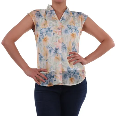 Blusa Estampado Floral Cuello Camisero Ecof Ecofashion Mujer