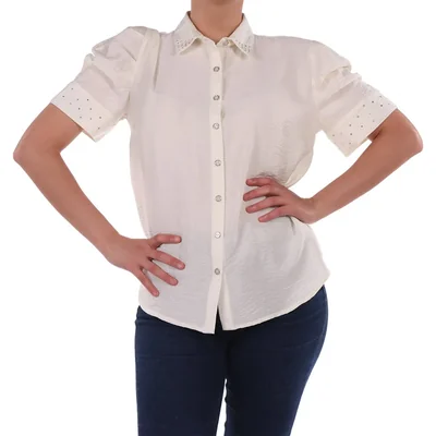 Blusa Manga Corta Cuello y Botones Delirium para Mujer