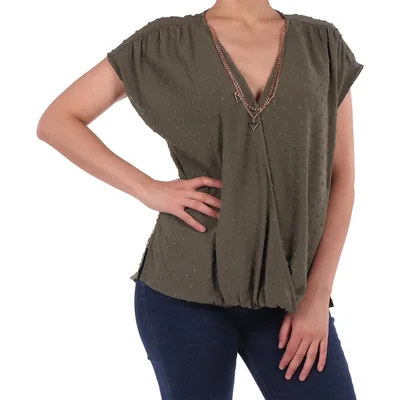 Blusa Escote Cruzado Manga Corta Casual Delirium para Mujer