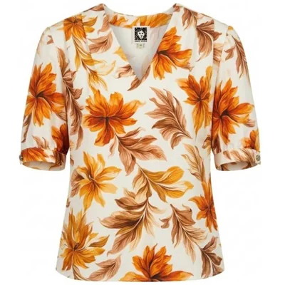 Blusa Estampada Escote en V Anne Klein para Mujer