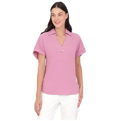 Blusa Lisa Cuello en V Duplan para Mujer