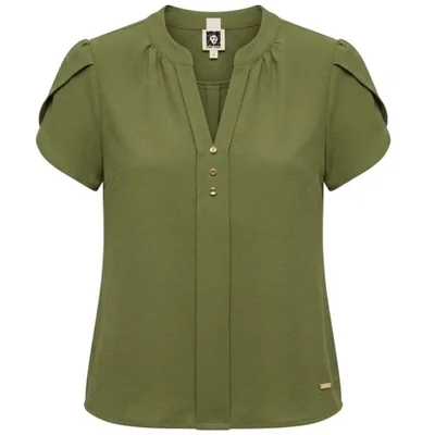 Blusa Lisa Manga Corta Anne Klein para Mujer