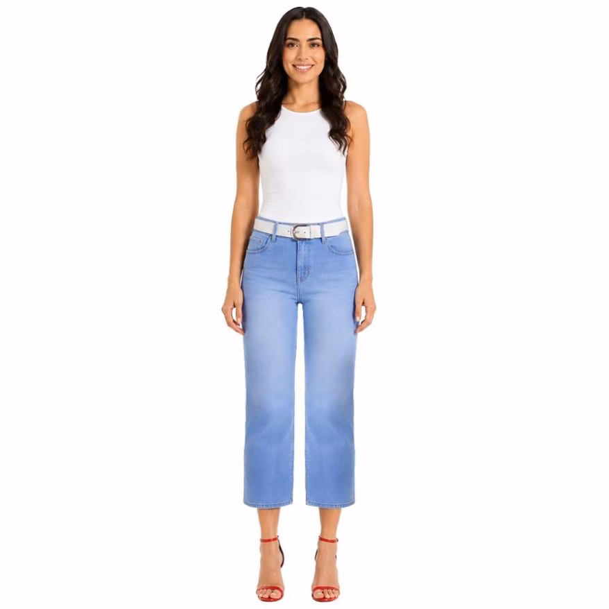 Jeans Recto Cropped Elástico Jeans Beronna para Mujer