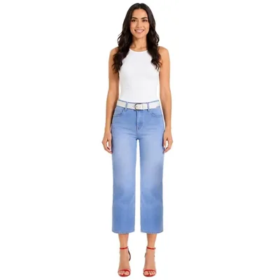 Jeans Recto Cropped Elástico Jeans Beronna para Mujer