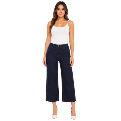 Jeans Corte Wide Legg Cropped Jeans Beronna para Mujer