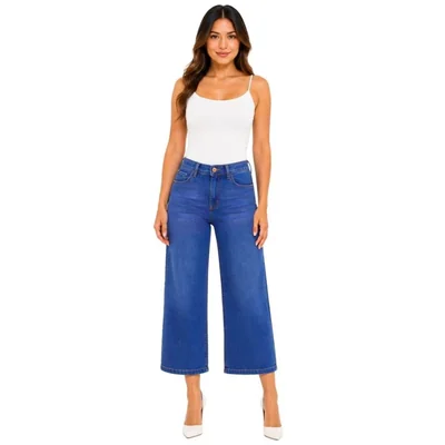 Jeans Corte Wide Leg Cropped Jeans Beronna para Mujer