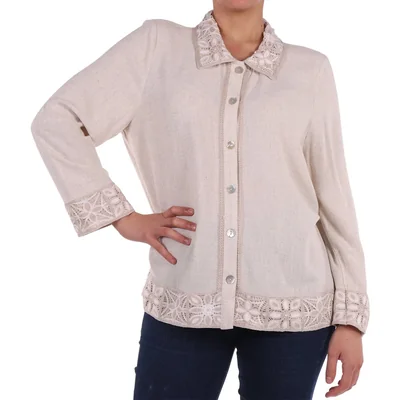 Chaqueta Camisera Lino con Encaje Alfred Dunner para Mujer
