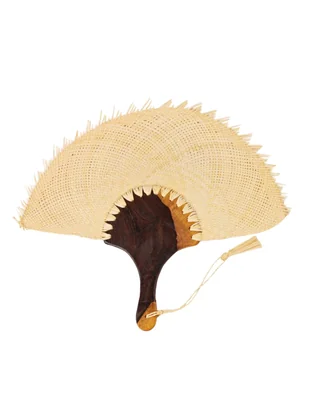 Abanico Artesanal de Palma Hecho a Mano Con Mango de Madera