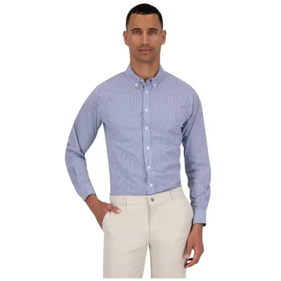 Camisa Classic Fit Rayas Blanco y Marino Formens Manga Larga para Hombre