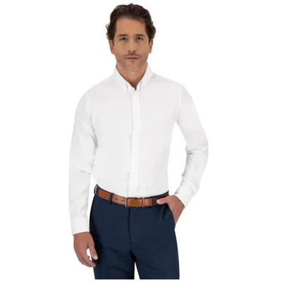 Camisa Classic Fit Blanca Lisa Formens Manga Larga para Hombre