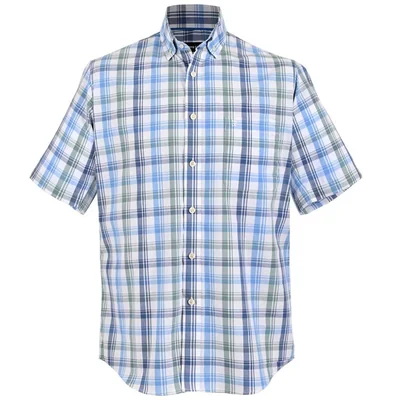 Camisa Regular Fit Azul Pierre Cardin Manga Corta para Hombre