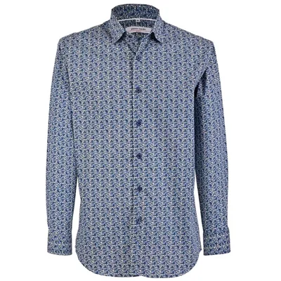 Camisa Slim Fit Azul Pierre Cardin Manga Larga Par Hombre