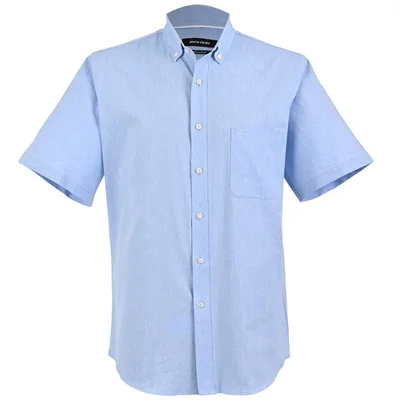 Camisa Regular Fit Azul Pierre Cardin Manga Corta para Hombre