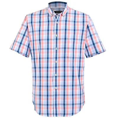 Camisa Regular Fit Azul Pierre Cardin Manga Corta para Hombre