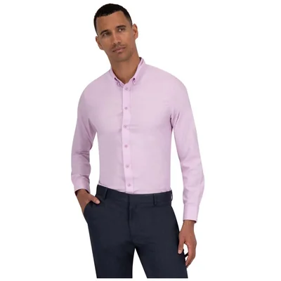 Camisa Classic Fit Rosa Lisa Formens Manga Larga para Hombre
